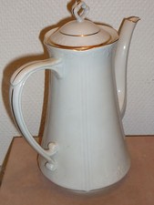 CAFETIERE THEIERE PORCELAINE BLANCHE & OR VERSEUSE CHOCOLATIERE CHODZIEZ 21 CM