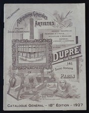 Catalogue 1927 Dupré Fournitures pour artiste dessin compas aquarelle peinture
