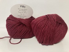 Lot De 10 pelotes De laine 50 % mérinos/ 924 Bordeaux /fabriqué en FRANCE