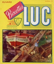 BUVARD PUBLICITAIRE / BISCOTTES LUC / CHATEAUROUX / SCENES DE PORT