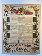 Règles du jeux de billard, comptoir général des jeux, 81 Bld  Sébastopol, Paris 