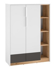 Highboard Torino Commode 101x40x140cm Blanc Chêne Castello Graphite 2-Portes