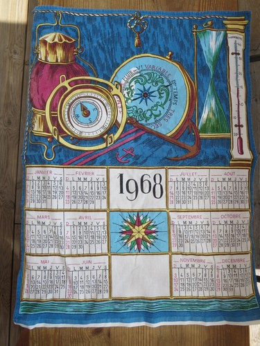 Torchon calendrier 1968 - torchon,