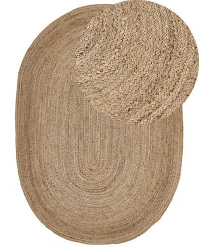 Tapis beige jute tressé - jute,