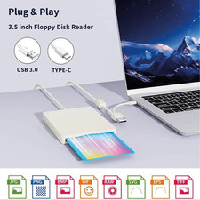 Lecteur disquette 3.5" blanc Plug & Play USB/Type-C l'icône revient modernisée