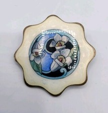 Broche argent massif émaillé décor floral Ole Nicolai Olberg Norvège Art Nouveau