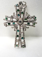 Superbe croix pendentif ancien argent massif émaille 13 gr Arménie