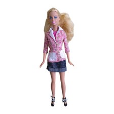 Barbie Mattel TBE – Poupée Blonde Jupe Jean Veste Fleurie Chaussures Noires
