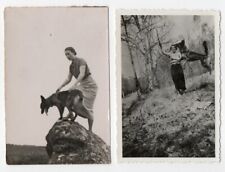 photo 2 tirages anonyme 1940 femme dresseur de chien - berger allemand