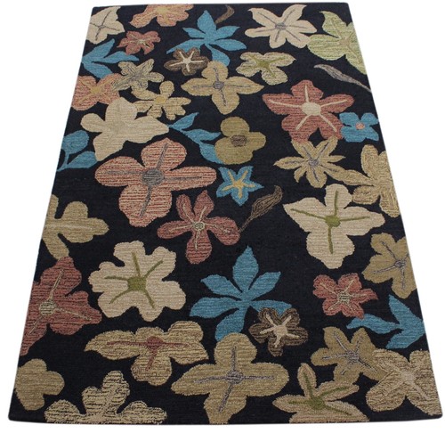 Tapis 100 laine noir beige - tapis, 100%