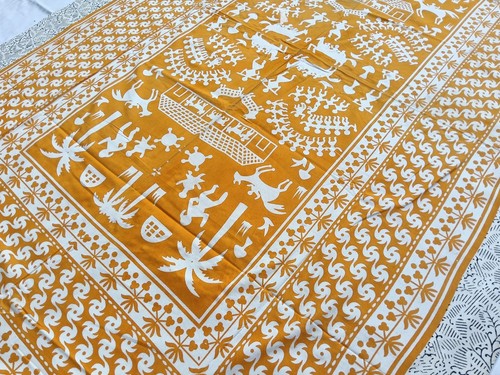 Couvre lit indien - indien, jaune
