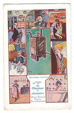 CPA Illustrateur signée PUBLICITE CHAUDIERE A GAZ CHAUFFAGE CENTRAL - Rare !