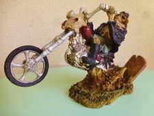 DEAD BIKER SKULL Figurine Résine CHOPPER HARLEY DAVIDSON 80' WEST COAST SKELETON