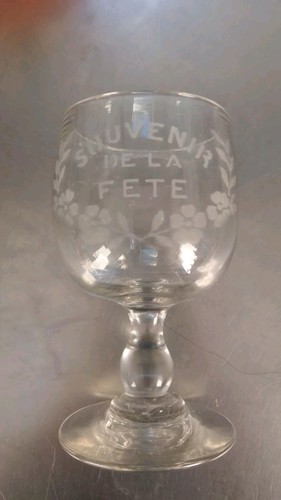 Ancien verre gravé souvenir - verre,