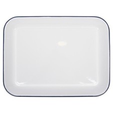 1x Bleu 34cm x 26cm Rectangle Blanc Plaque de Cuisson en émail Four Grillage