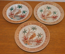 RARE LOT 3 VILLEROY BOCH wallerfangen assiette HERON oiseaux BIRD vogel PLATE