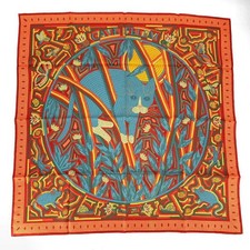 Foulard HERMES Paris Cave Felem Carre90 soie 90x90cm orange sans boîte occasion