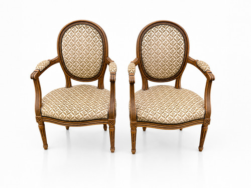 Paire fauteuils médaillon - paire, de