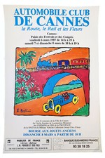 affiche originale AUTOMOBILE CLUB DE CANNES rail illustré par EMMANUEL BELLINI