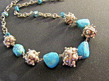 Ancien Collier Amérindien Turquoises Navajo ? - Métal argenté