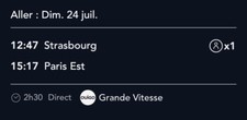 Billet TGV Strasbourg Paris 24