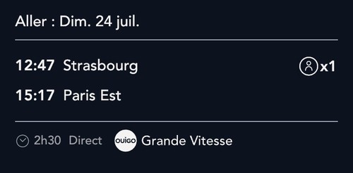 Billet tgv strasbourg paris - billet,