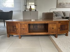 MEUBLE TV EN TECK MASSIF spéciale écran grande taille en parfait état