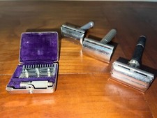 7 anciens rasoirs mécaniques GILLETTE ADJUSTABLE divers vintage rasoir de poche
