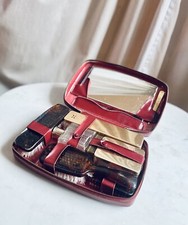 Valisette De Voyage Ancienne Vanity Nécessaire De Toilettes Femme Rouge Complète