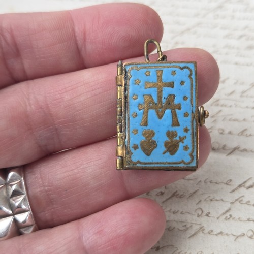 Livre miniature email bleu - livre,