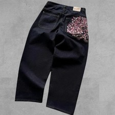 Baggy Jeans brodé, Neuf, Y2k, vintage, streetwear, large, brodures japonaises