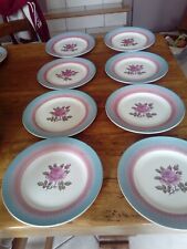 8 Assiettes DIGOIN SARREGUEMINES PLATES A LA ROSE VERITABLE OPAQUE TBE 23 CM