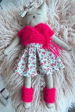 Poupée de Chiffon Chat qui voit la vie en rose °Idéal Cadeau Fille ou Garçon°