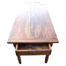 Ancienne table de ferme ou pour cuisine en noyer blond massif fin 19ème
