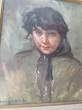 Tony CARDELLA (1898-1976)-Tableau-Huile /toile-Portrait fille-HST--cadre-oil