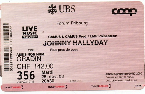 Ticket billet concert johnny - billet,