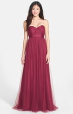 NEW JENNY YOO 'Annabelle' Convertible Tulle Column GOWN PLUS SZ 18W $310 CRIMSON
