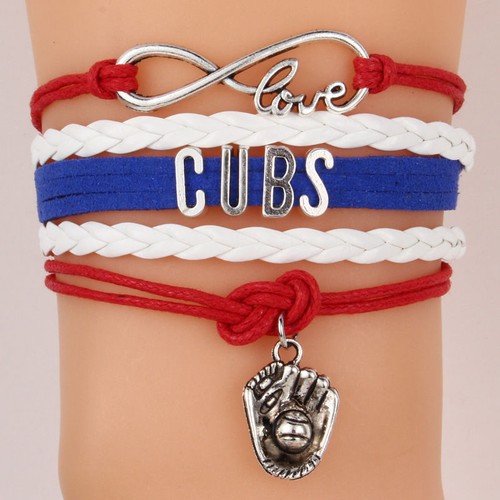 Chicago cubs leather bracelet - chicago,