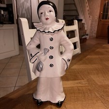 Rare Vase ? Art Déco PIERROT ET LA LUNE Céramique Anciens Vintage 33 Cm