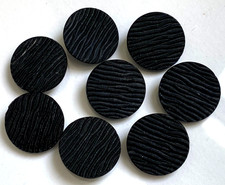 Lot de 8 boutons anciens 22 mm - Verre noir pied carré laiton