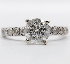 Bague solitaire or blanc 14k diamant 1,15 carats (I3 - J ) et 0,48 carats de di