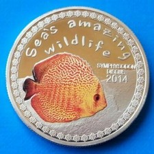 RARE piece 2014 silver plated plaqué argent POISSON SYMPHYSODON DISCUS neuve