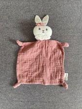 Doudou plat lapin MATHILDE M lange rose 28 cm