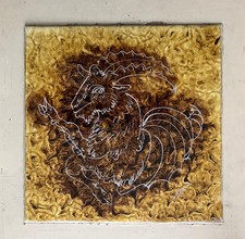 Hans Erni dessin carreau de céramique monté sur bois signée artiste Suisse art