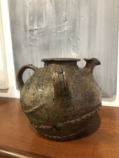 SUPERBE JARRE A HUILE, MÉLARD A BEC, DÉCOR AU DOIGT, QUERCY, AUVERGNE, XVIII ème