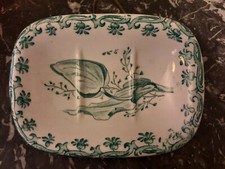 Porte-savon faïencerie de Sarreguemines modèle Tulipe couleur verte faïence 1900