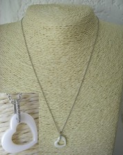 collier règlable pendentif coeur céramique 4gr ARGENT massif 925 N°526