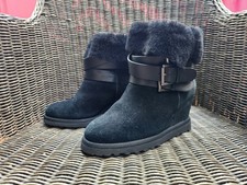 (F046 897) Bottines à Compensé ASH Suède Noir & Revers Fourré Pointure 36 US 5.5