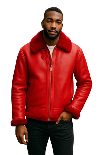 Veste cuir mouton rouge - mouton,