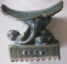 Chine bel  appui-tête  en faience fin 19e siècle /China boy pillow lotus leaf